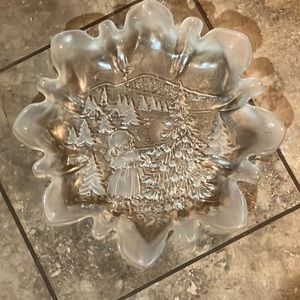 Vintage Crystal MIKASA  Christmas Serving Tray